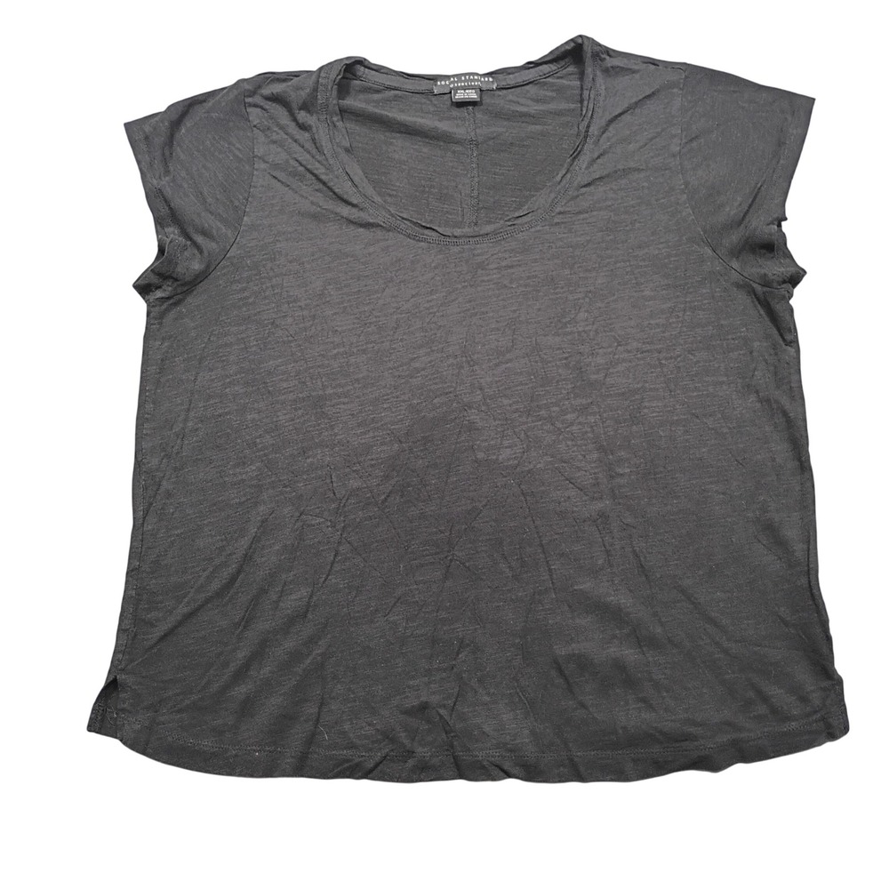 Social Standard by Sanctuary T-Shirt Womens XXL Scoop Neck Black Slub Knit Tee